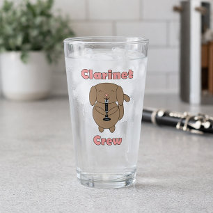 Schattige Klarinet Crew Bruine Hond Klarinetspeler Glas