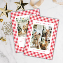 Schattige Klassieke Rode Gingham 4 Foto Kerstmis