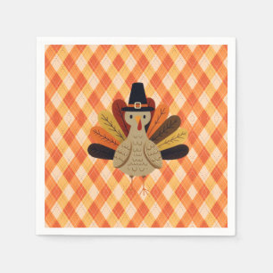 Schattige, klassieke/vintage Thanksgiving kalkoen Servet