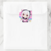 Schattige klein anime meisje vierkante sticker (Tas)