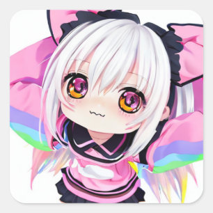 Schattige klein anime meisje vierkante sticker