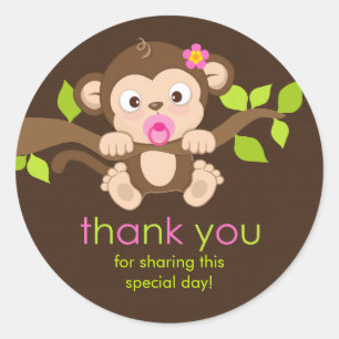 Schattige klein apenmeisje dank je Sticker
