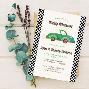  Schattige klein auto racer Baby shower Kaart