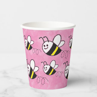 Schattige klein bijenpatroon Waterverf Baby shower Papieren Bekers