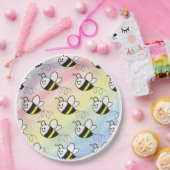 Schattige klein bijenpatroon Waterverf Baby shower Papieren Bordje (Feest)