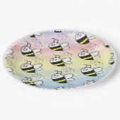 Schattige klein bijenpatroon Waterverf Baby shower Papieren Bordje (Gekanteld)