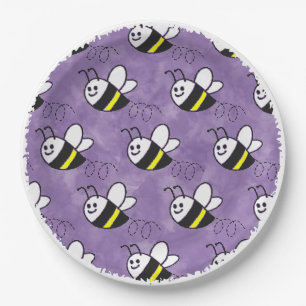 Schattige klein bijenpatroon Waterverf Baby shower Papieren Bordje