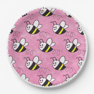 Schattige klein bijenpatroon Waterverf Baby shower Papieren Bordje