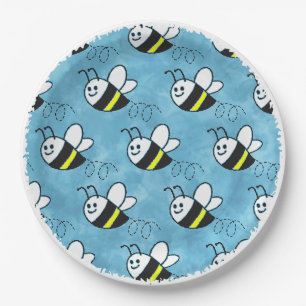 Schattige klein bijenpatroon Waterverf Baby shower Papieren Bordje