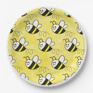 Schattige klein bijenpatroon Waterverf Baby shower Papieren Bordje
