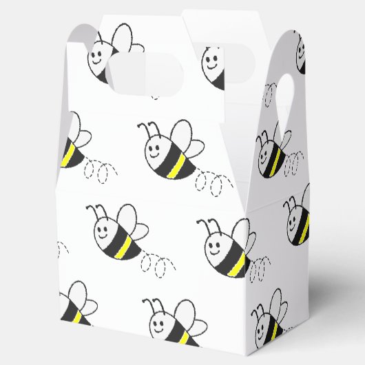 Schattige klein bijenpatroon wit Baby shower Bedankdoosjes (Geopend)