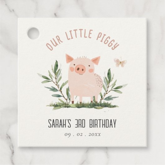 Schattige klein Boerderij Varkensvlinder Kinderen Bedankjes Labels (Voorkant)