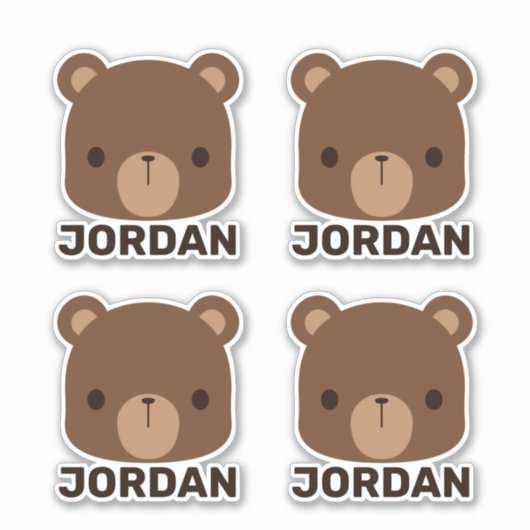 Schattige Klein Bruin Beer met Gepersonaliseerde N Sticker (Voorkant)