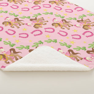 Schattige klein cowgirl patroon sherpa deken