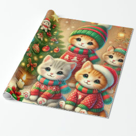 Schattige Klein Kat Collectie Kerst Cadeaupapier