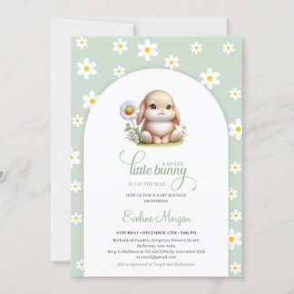 Schattige klein konijntje met daisy spring gendern kaart
