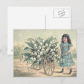 Schattige klein meisje kruiwagen lelie van de vall briefkaart (Voorkant / Achterkant)