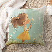 Schattige klein meisje met bloemen kussen, grillig kussen (Deken)