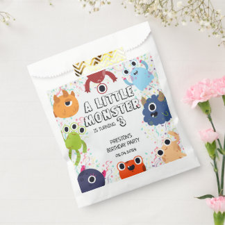 Schattige klein monster verjaardagsfeestje voor al bedankzakje