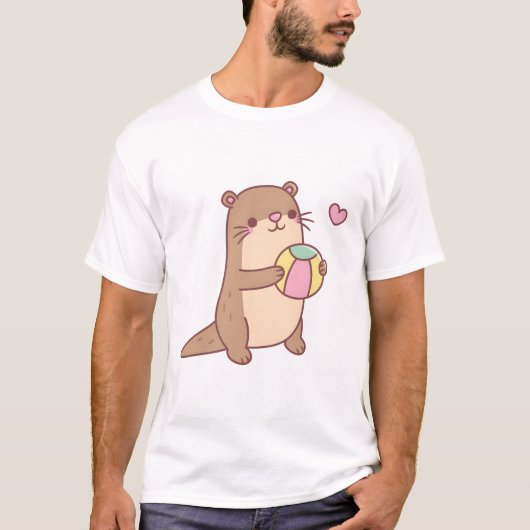 Schattige klein otterspel met strandbal t-shirt (Voorkant)