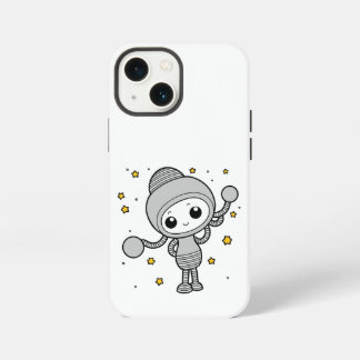 Schattige kleine alien lachende cartoonillustratie iPhone 13 mini hoesje