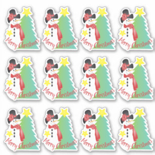 Schattige kleine artistieke sneeuwman sticker