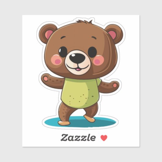 Schattige kleine babybeer danst met een glimlach sticker (Vel)
