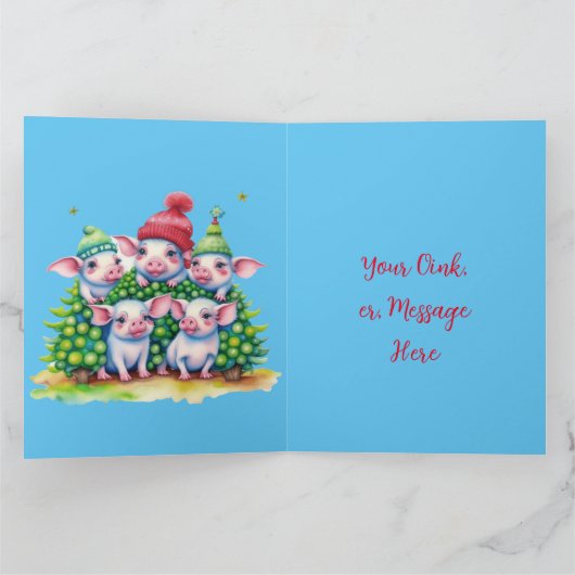 Schattige Kleine Biggetjes Kerst Groet Kaart (Binnen)