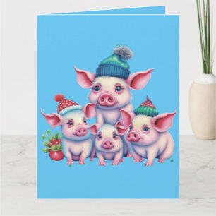 Schattige Kleine Biggetjes Kerst Groet Kaart