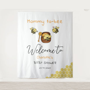 Schattige Kleine Bij Met Zoete Honing Achtergrond Wandkleed