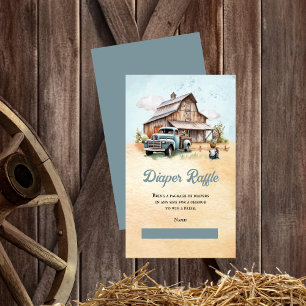 Schattige Kleine Boer Baby shower Luier Raffle Informatiekaartje