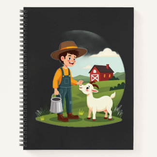 Schattige Kleine Boer Jonge Geit Notitieboek