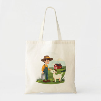 Schattige Kleine Boer Jonge Geit Tote Bag