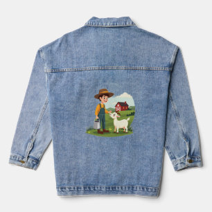 Schattige Kleine Boerenjongen Geit Denim Jacket