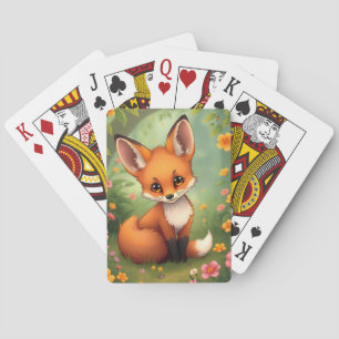 Schattige kleine bruine vos in bos pokerkaarten
