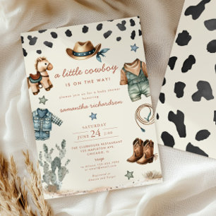 Schattige kleine cowboy is op weg jongen baby show kaart