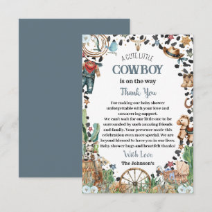 Schattige Kleine Cowboy Western Waterverf Baby Sho Bedankkaart