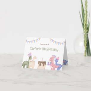 Schattige Kleine Dinosaurussen Met Taart Kind Verj