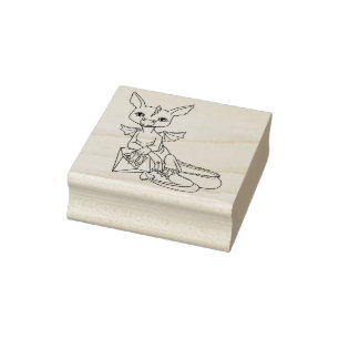Schattige kleine draak met Jewel Rubber Stamp Rubberstempel