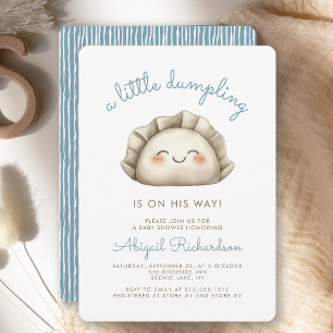 Schattige Kleine Dumpling Blau Jongens Babyfeest Kaart