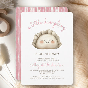 Schattige Kleine Dumpling Roze Meisje Baby Shower Kaart