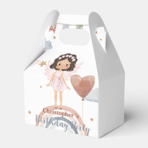 Schattige kleine engel afro meisjes ballon verjaar bedankdoosjes