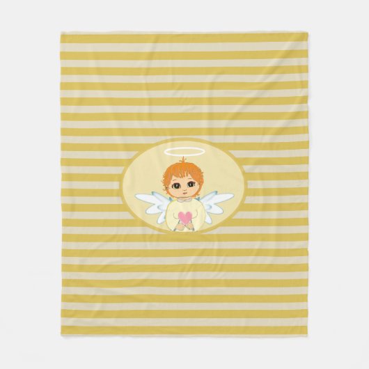 Schattige kleine engel op gouden strepen fleece deken (Voorkant)