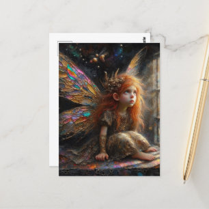Schattige kleine fee met rood haar briefkaart