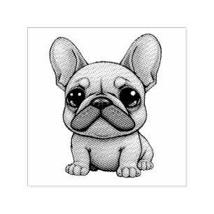 Schattige Kleine Franse Bulldog Huisdier Hond Dier Zelfinktende Stempel