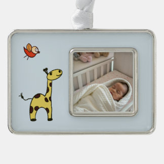 Schattige kleine giraffe verzilverd kader ornament