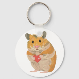 Schattige kleine hamster met een rood hart sleutelhanger