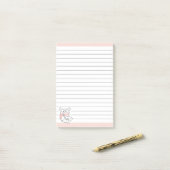 Schattige kleine hamster monogram roze post-it® notes (Op bureau)