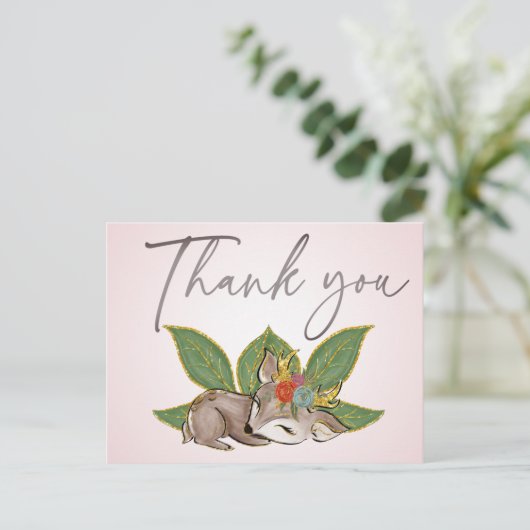 Schattige kleine herten groen bos wilde vrienden briefkaart (Staand voorkant)