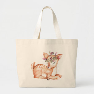 schattige kleine herten natuurlijke canvas tas